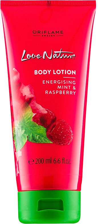 Oriflame Love Nature leche corporal con olor a frambuesa