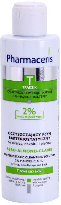 Pharmaceris T-Zone Oily Skin Sebo-Almond-Claris čisticí voda na obličej, dekolt a záda pro problematickou pleť