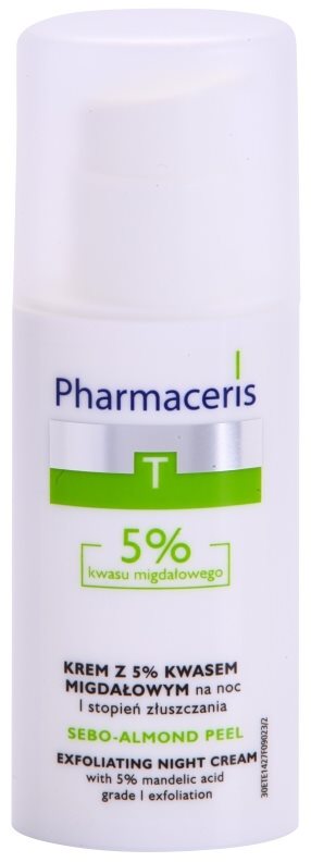 Pharmaceris T-Zone Oily Skin Sebo-Almond Peel noční regulační a čisticí pleťový krém pro jednotný tón pleti
