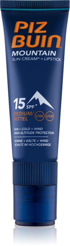 Piz Buin Mountain Schutzcreme für das Gesicht und Lippenbalsam 2in1 LSF 15