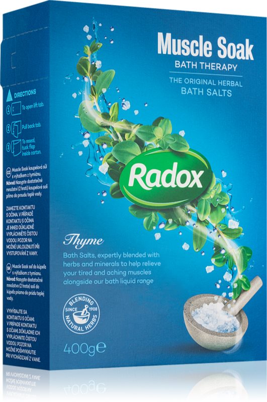 Radox Muscle Soak soľ do kúpeľa pre uvoľnenie svalov