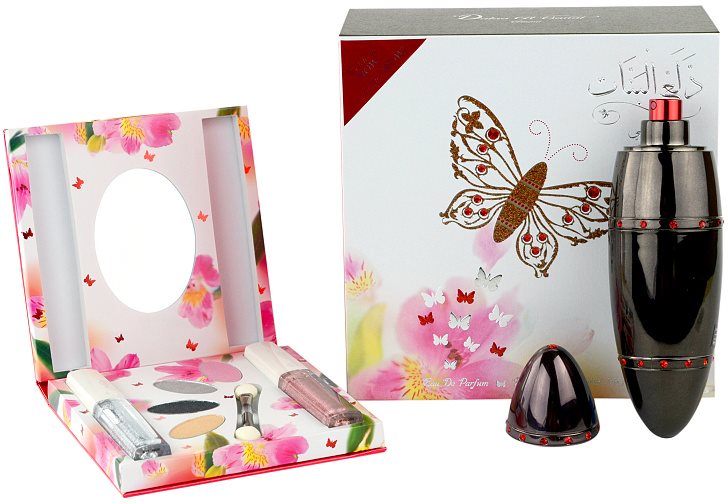 Rasasi Daala Al Banat Amani eau de parfum para mujer 50 ml + sombra de ojos + delineador de ojos líquido + brillo de labios
