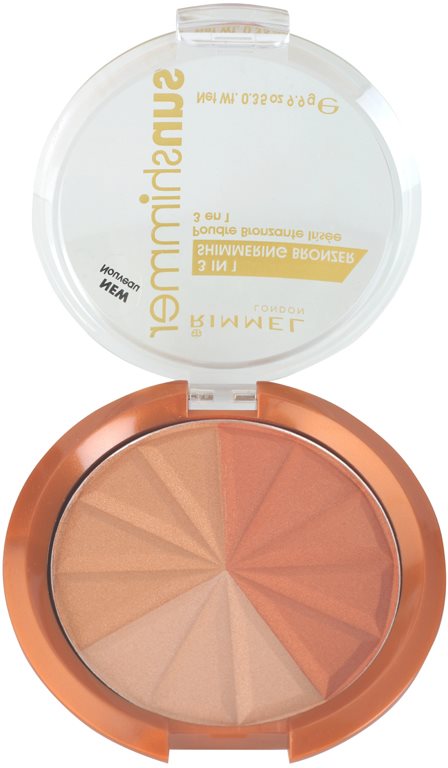 Rimmel Sun Shimmer 3 in 1 Shimmering Bonzer třpytivý bronzující pudr