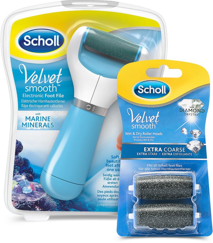 Scholl Velvet Smooth električna pilica za stopala + 2 nadomestni glavi