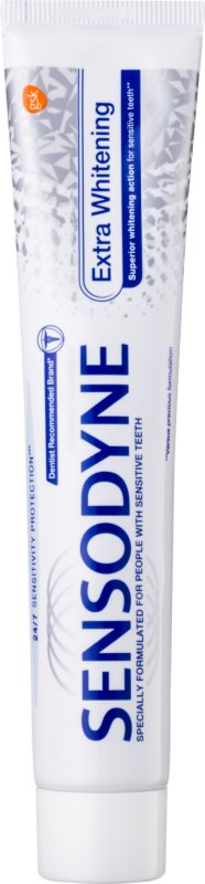 Sensodyne Extra Whitening bleichende Zahnpasta mit Fluor für empfindliche Zähne