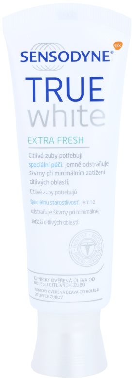 Sensodyne True White Extra Fresh bleichende Zahnpasta gegen Zahnschmelzflecken für empfindliche Zähne