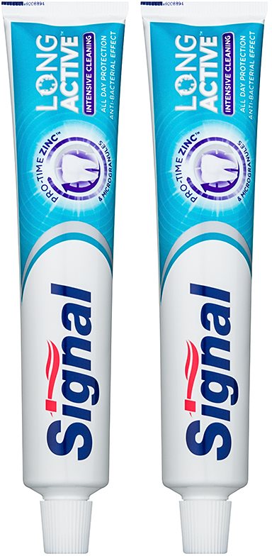 Signal Long Active Intensive Cleaning zubná pasta s mikrogranulami pre dôkladné vyčistenie zubov duo