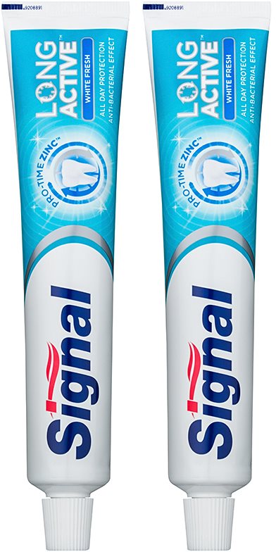 Signal Long Active White Fresh Bleaching Zahncreme für den frischen Atem Duo