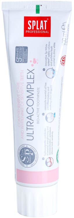 Splat Professional Ultracomplex pasta dentífrica bioactiva para cuidado integral y blanqueamiento de dientes sensibles