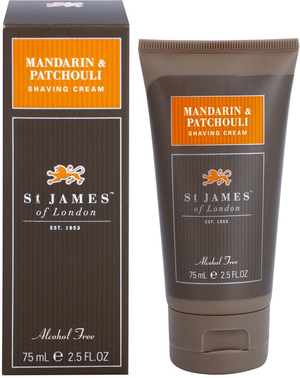 St. James Of London Mandarin & Patchouli creme de barbear para homens 75 ml formato de viagem
