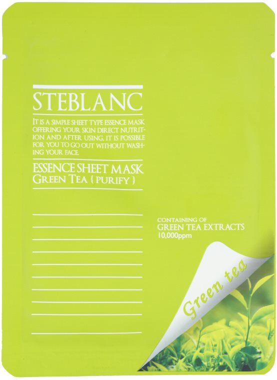Steblanc Essence Sheet Mask Green Tea oczyszczająca i łagodząca maseczka do twarzy