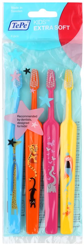 TePe Kids escovas de dentes para crianças extra macia 4 pcs