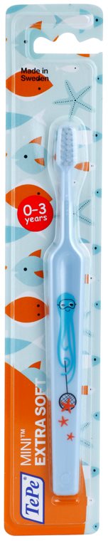 TePe Mini Illustration Kinderzahnbürste mit verkleinertem konischen Bürstenkopf extra soft