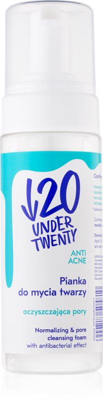 Under Twenty ANTI! ACNE mousse de limpeza para pele oleosa propensa a acne