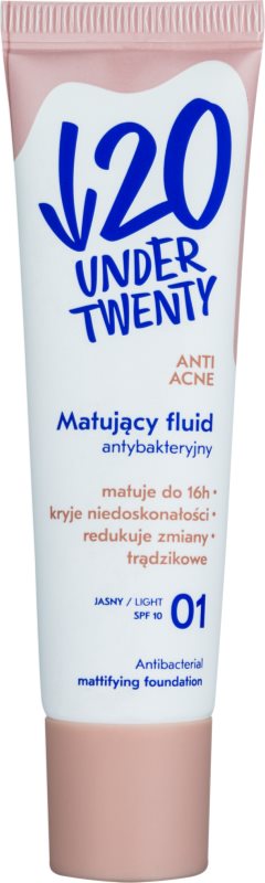 Under Twenty ANTI! ACNE тональний крем з матуючим ефектом SPF 10