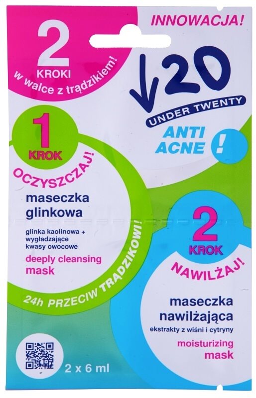 Under Twenty ANTI! ACNE máscara de limpeza e hidratação para pele problemática, acne