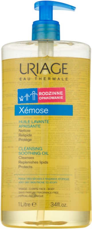 Uriage Xémose óleo de limpeza apaziguador para rosto e corpo