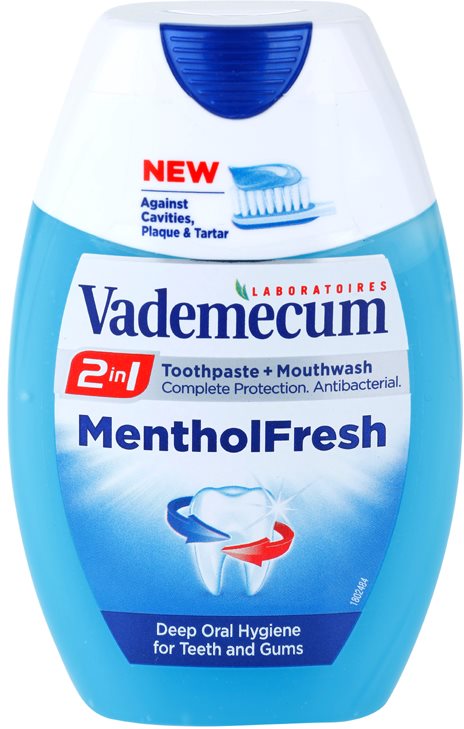 Vademecum 2 in1 Menthol Fresh pasta de dientes + enjuague bucal en un solo producto