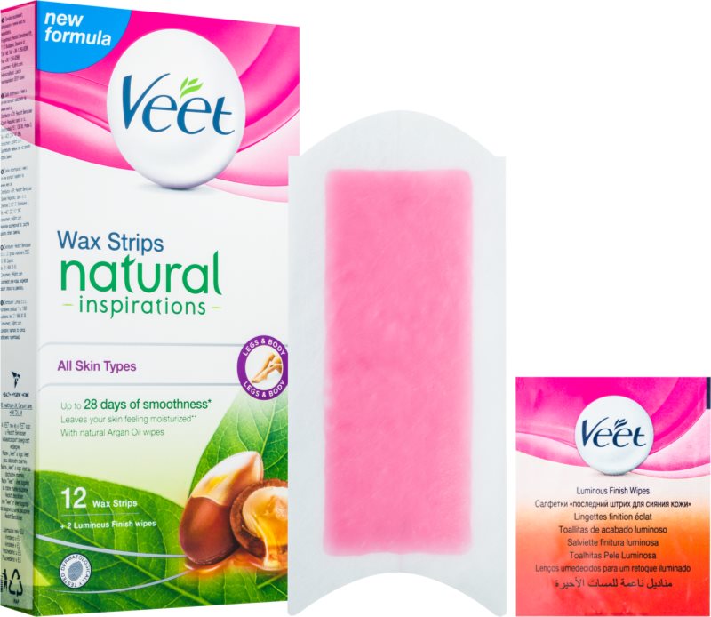 Veet Wax Strips Natural Inspirations™ voskové depilační pásky s arganovým olejem
