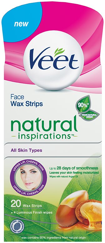 Veet Wax Strips Natural Inspirations™ voskové depilační pásky na obličej s arganovým olejem