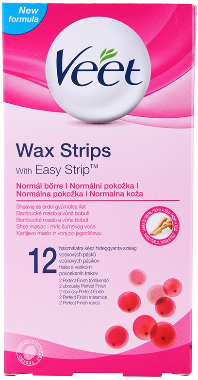 Veet Wax Strips plastry do depilacji woskiem z masłem shea, o zapachu czerwonych jagód