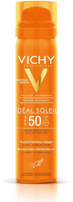 Vichy Idéal Soleil osvežilno pršilo za sončenje za obraz SPF 50