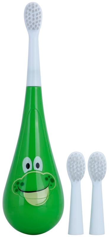 Violife Rockee Ribbit escova de dentes para crianças + 2 cabeças substituíveis