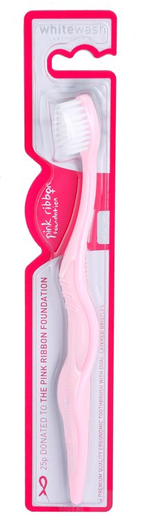Whitewash Pink Ribbon Foundation cepillo de dientes medio
