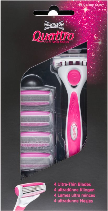 Wilkinson Sword Quattro for Women Aloe & Vit. E brivnik + nadomestne britvice 4 kos