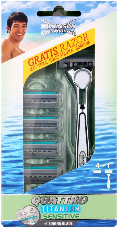 Wilkinson Sword Quattro Titanium Sensitive maszynka do golenia zapasowe ostrza 4 szt.