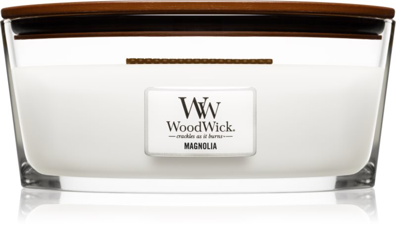 Woodwick Magnolia bougie parfumée 453,6 g avec mèche en bois (Hearthwick)