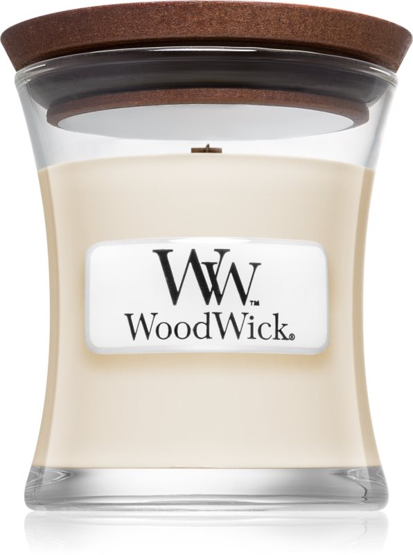 Woodwick White Tea & Jasmin lumânare parfumată 85 g cu fitil din lemn