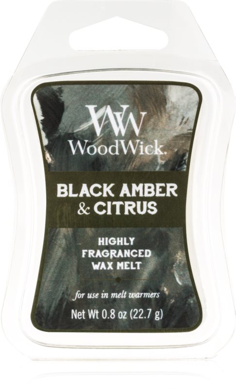 Woodwick Black Amber & Citrus Wachs für Aromalampen 22,7 g Artisan