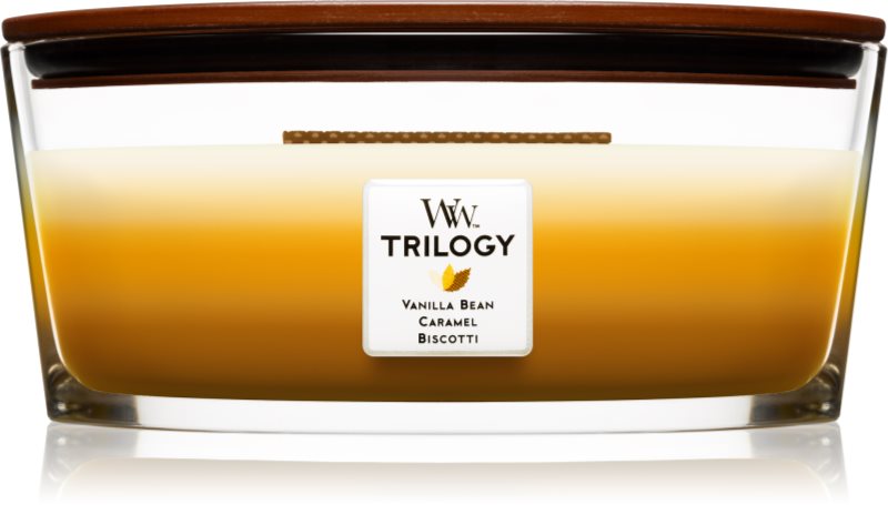 Woodwick Trilogy Café Sweets illatos gyertya 453,6 g fa kanóccal (Hearthwick)