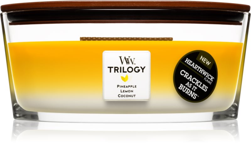 Woodwick Trilogy Fruits of Summer Geurkaars 453,6 gr met een houten lont (Hearthwick)
