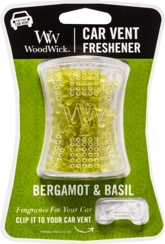 Woodwick Bergamot & Basil odświeżacz do samochodu klips