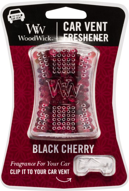 Woodwick Black Cherry odświeżacz do samochodu klips