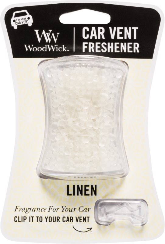 Woodwick Linen vůně do auta clip