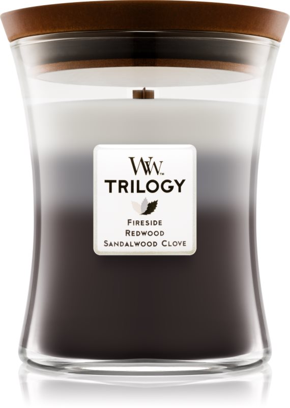 Woodwick Trilogy Warm Woods vonná sviečka 275 g stredná