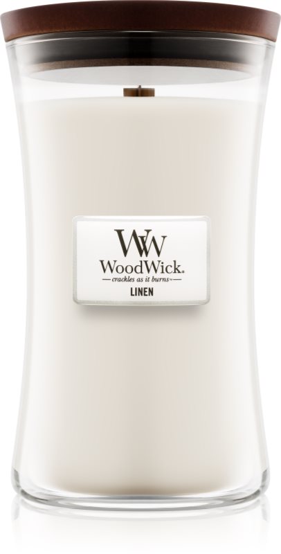 Woodwick Linen bougie parfumée 609,5 g avec mèche en bois
