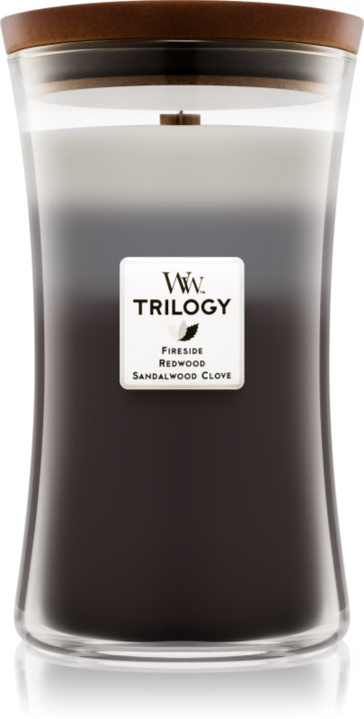 Woodwick Trilogy Warm Woods candela profumata 609,5 g grande