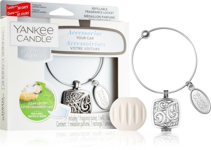 Yankee Candle Clean Cotton vůně do auta přívěsek + náhradní náplň (Square)