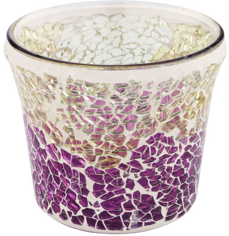 Yankee Candle Purple & Gold Crackle Glass Votive Candle Holder