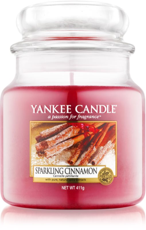 Yankee Candle Sparkling Cinnamon illatos gyertya 411 g Classic közepes méret