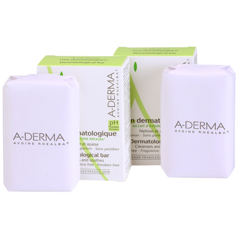A-Derma Original Care dermatologická mycí kostka pro citlivou a podrážděnou pokožku DUO BALENÍ 2 x100 g Image