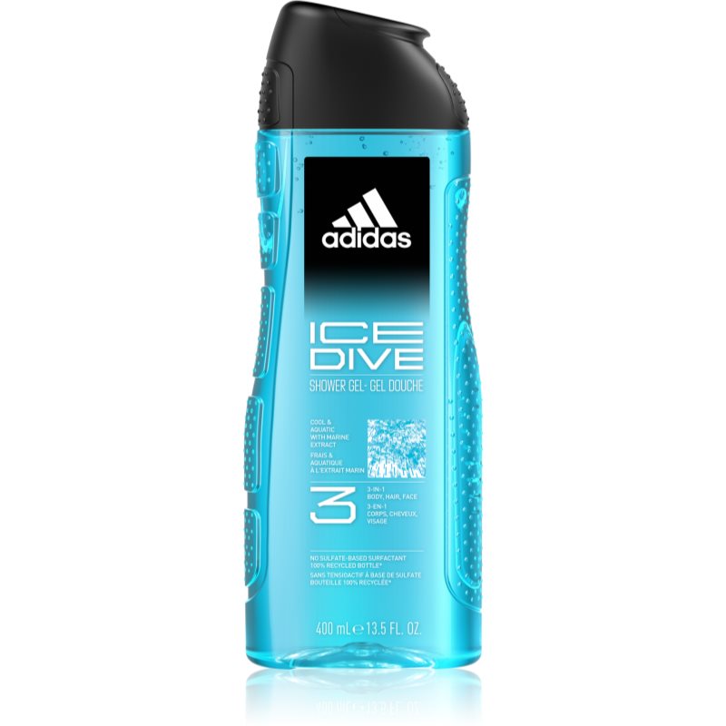 Adidas Ice Dive sprchový gel na obličej, tělo a vlasy 3 v 1 400 ml