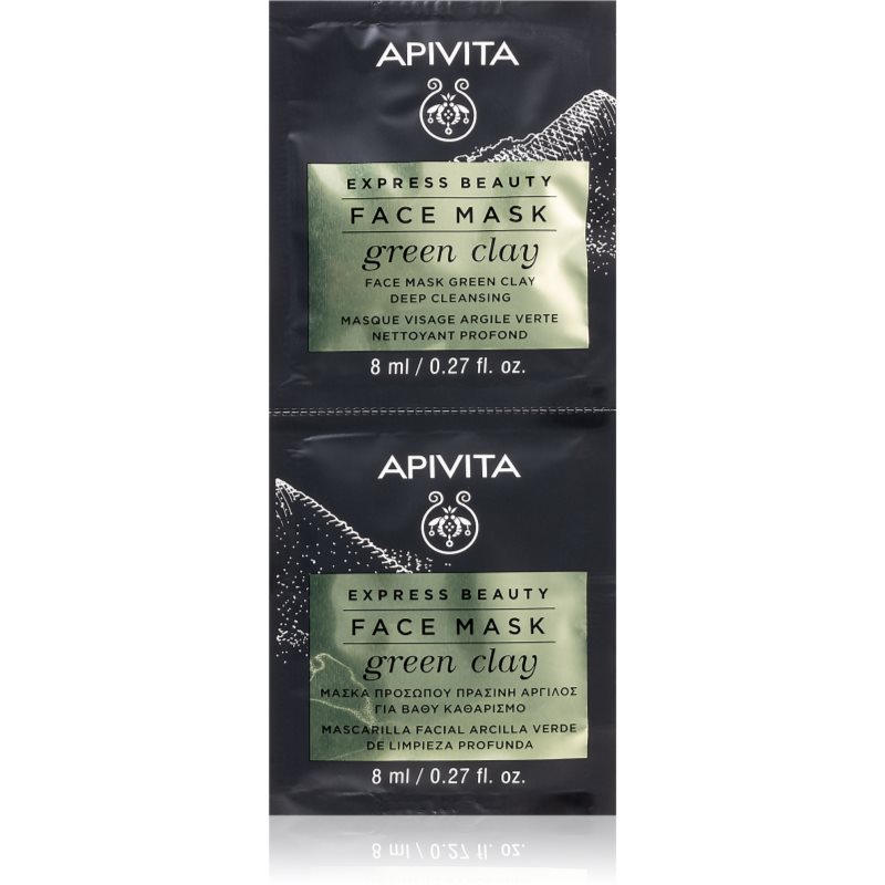 Apivita Express Beauty Green Clay čisticí a vyhlazující pleťová maska se zeleným jílem 2 x 8 ml Image