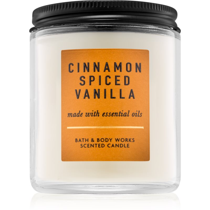 Bath & Body Works Cinnamon Spiced Vanilla vonná svíčka s esenciálními oleji 198 g