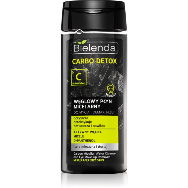 

Bielenda Carbo Detox Active Carbon міцелярна очищуюча вода для обличчя та шкіри навколо очей з активованим вугіллям для комбінованої та жирної шкіри 2