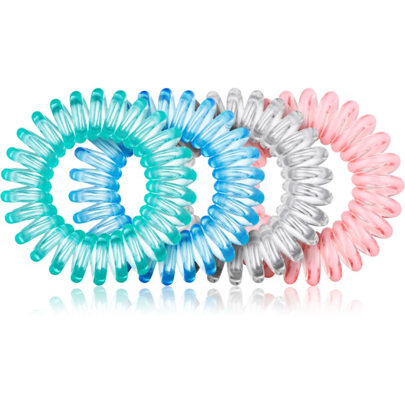 BrushArt Hair Rings Colour elastike za lase Clear Mix 4 kos